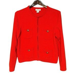 Rachel Zoe Red/Orange Cardigan with Silver Buttons